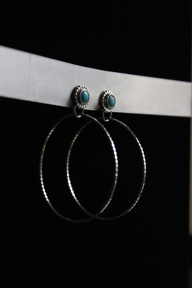 kingman turquoise stud hoop earrings