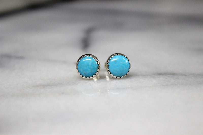 8mm kingman turquoise stud earrings