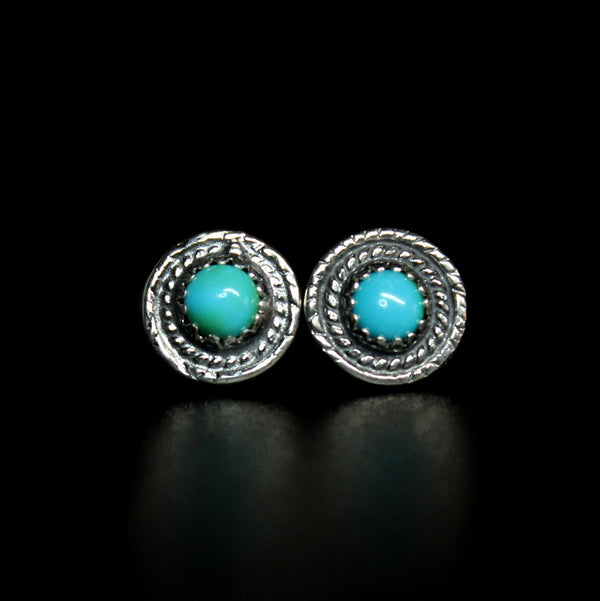 round sonoran gold turquoise stud post earrings #11