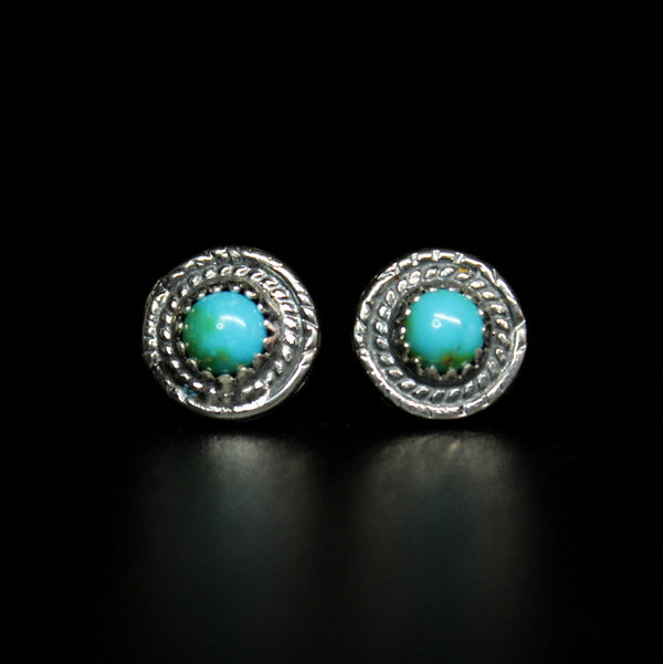 round sonoran gold turquoise stud post earrings #12