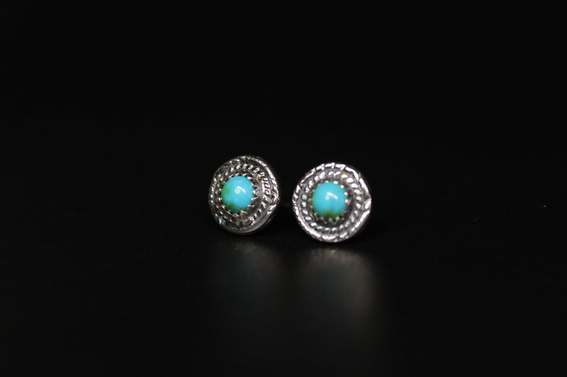 round sonoran gold turquoise stud post earrings #12