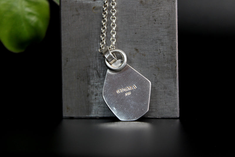 Geometric Rose Cut Rainbow Moonstone Sterling Silver Necklace | Gugma Jewelry