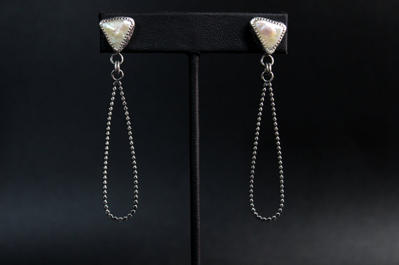 Asymmetrical Freshwater Sterling Silver Dangle Earrings | Gugma Jewelry