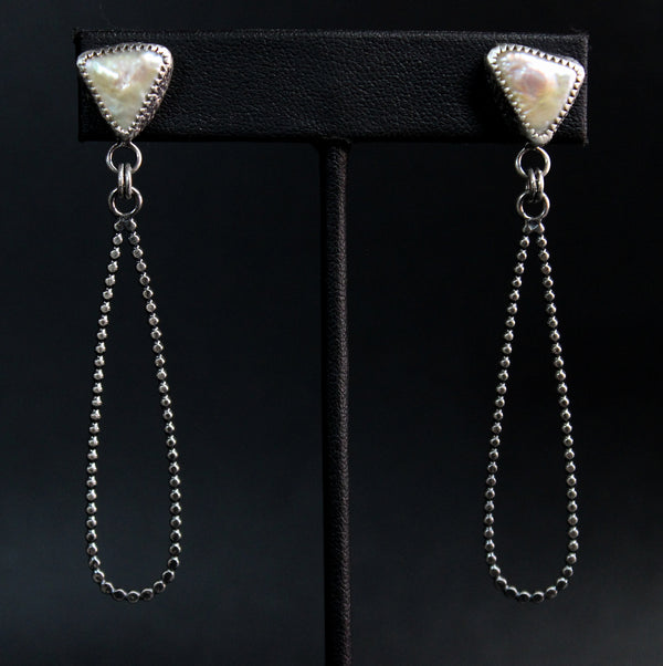 Asymmetrical Freshwater Sterling Silver Dangle Earrings | Gugma Jewelry