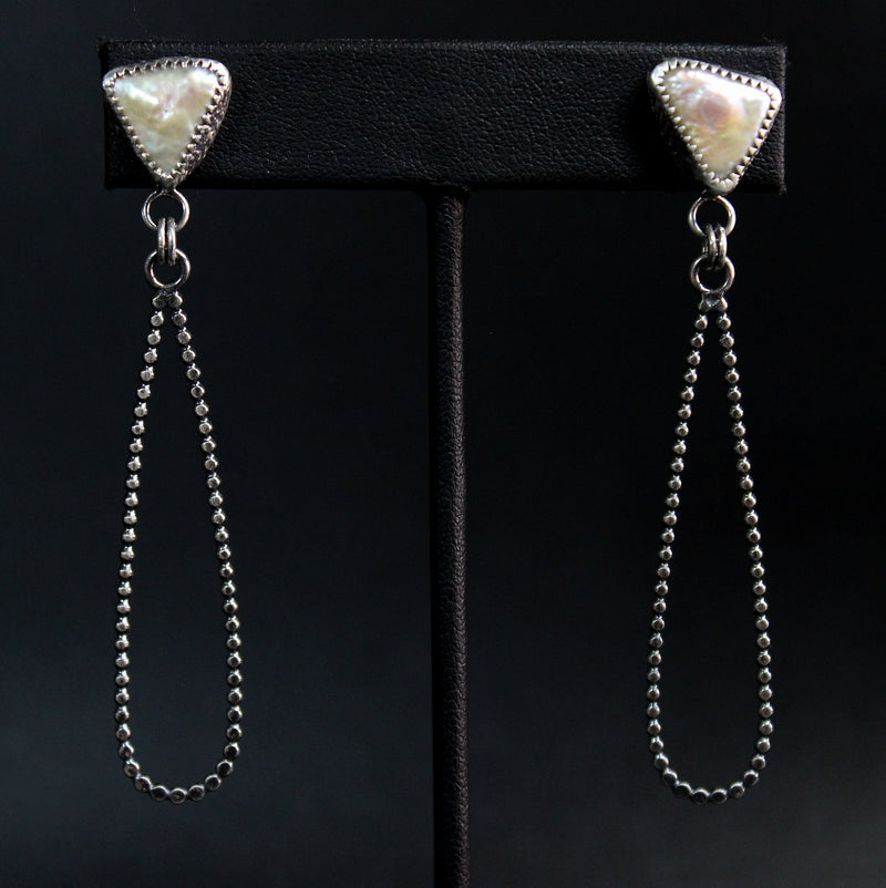 Asymmetrical Freshwater Sterling Silver Dangle Earrings | Gugma Jewelry
