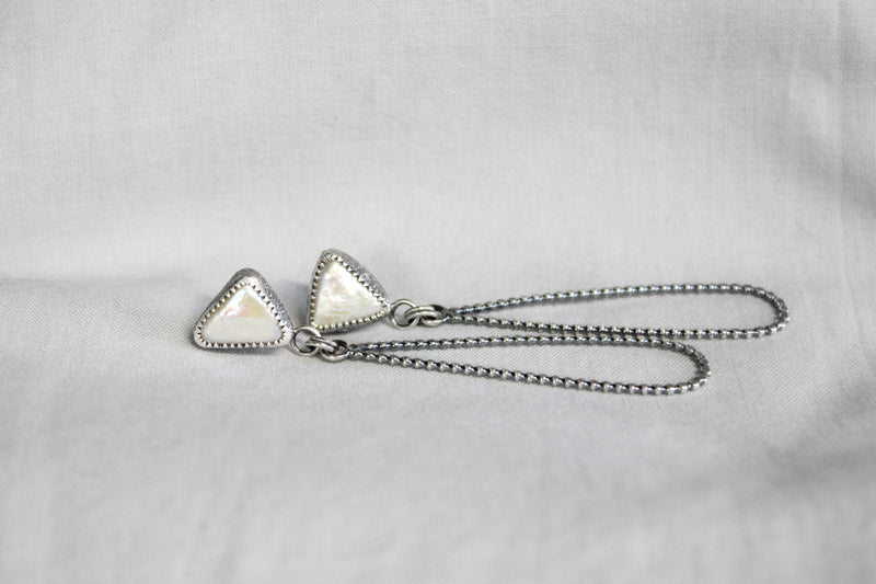 Asymmetrical Freshwater Sterling Silver Dangle Earrings | Gugma Jewelry