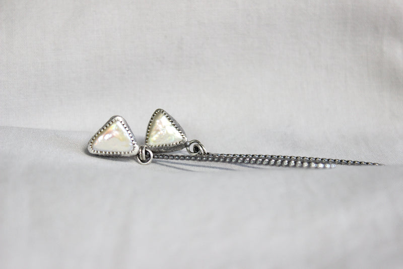Asymmetrical Freshwater Sterling Silver Dangle Earrings | Gugma Jewelry
