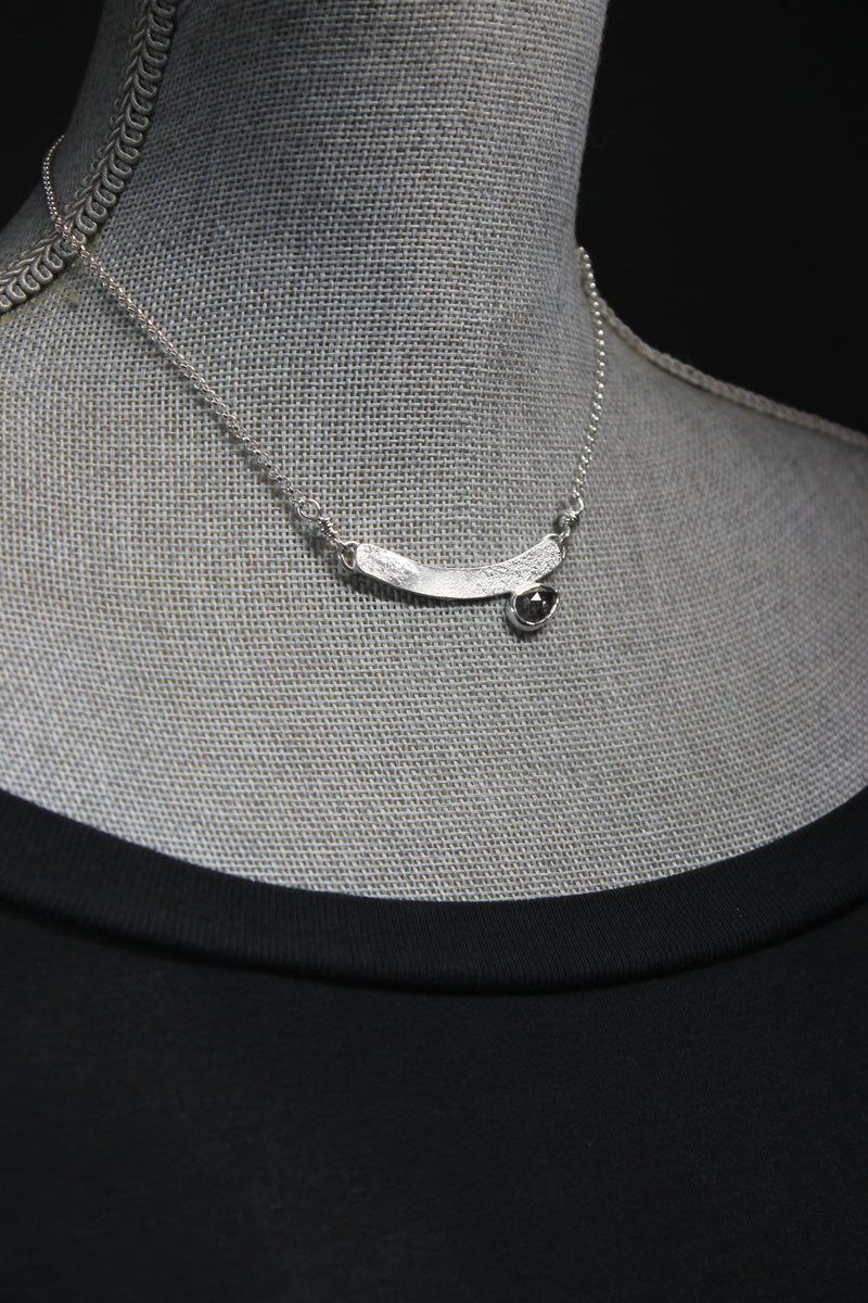 salt and pepper herkimer diamond crescent sterling silver necklace