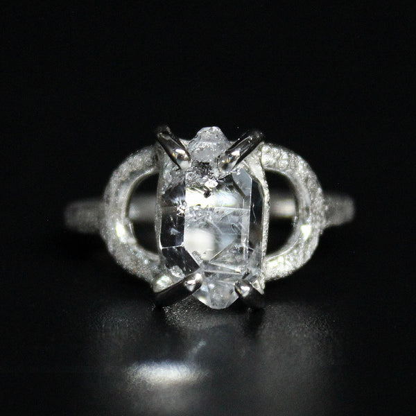 size 8 raw herkimer diamond sterling silver ring - gugma jewelry