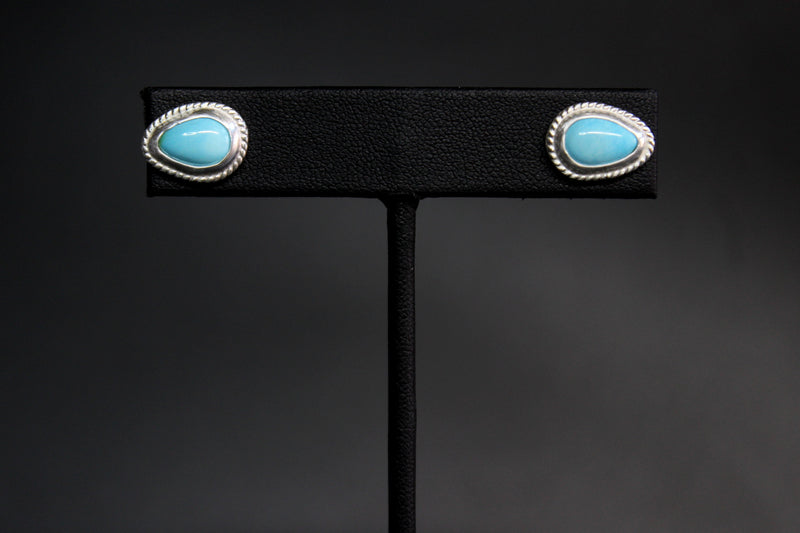 teardrop sonoran gold  turquoise stud post earrings #1