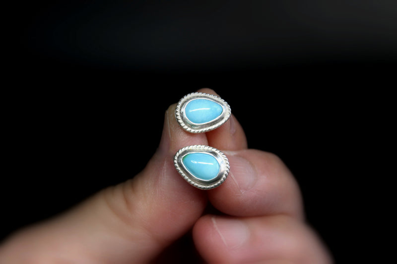 teardrop sonoran gold  turquoise stud post earrings #1