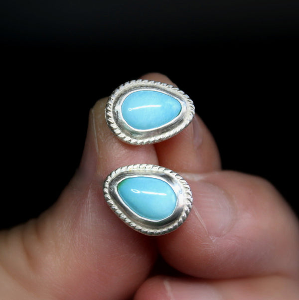 teardrop sonoran gold  turquoise stud post earrings #1