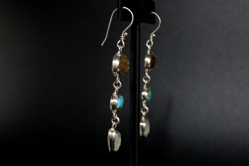 citrine + chalcedony + sonoran gold turquoise dangle earrings