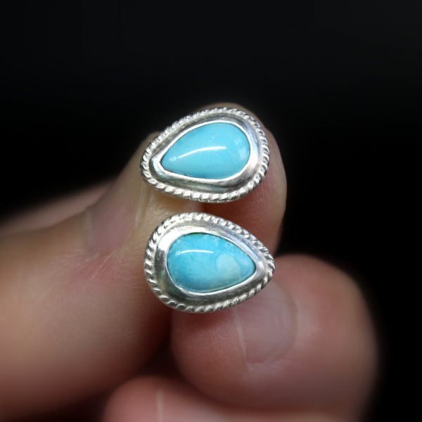 teardrop sonoran gold  turquoise stud post earrings #2