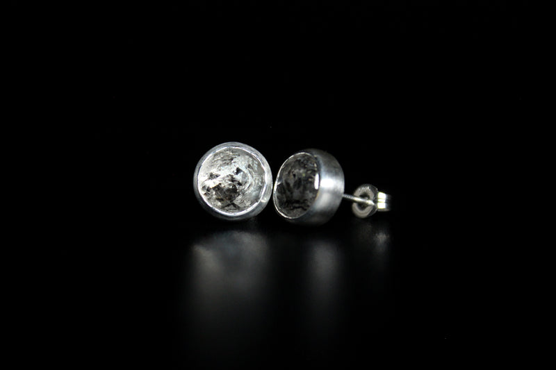 salt and pepper round herkimer diamonds sterling silver stud post earring #005