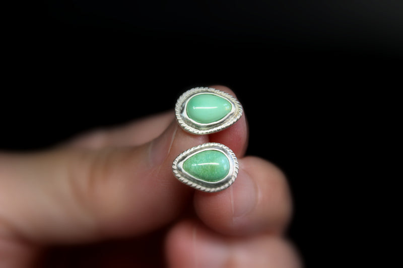 teardrop sonoran gold  turquoise stud post earrings #5