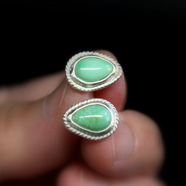 teardrop sonoran gold  turquoise stud post earrings #5