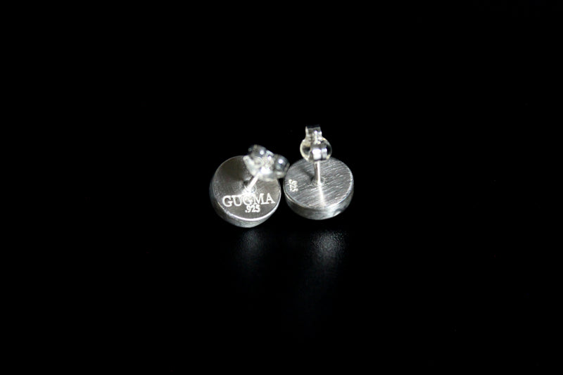 salt and pepper round herkimer diamonds sterling silver stud post earring #006