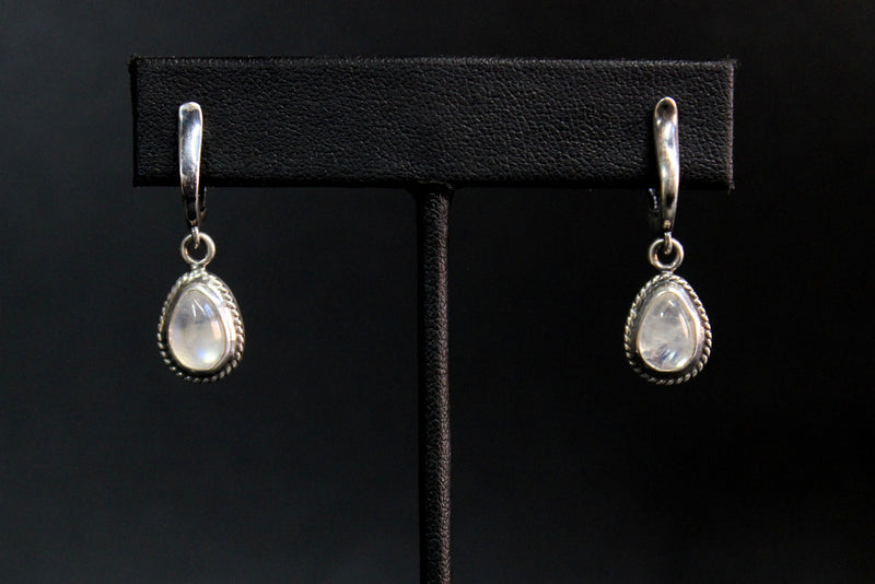Teardrop Rainbow Moonstone Sterling Silver Dangle Earrings | Gugma Jewelry