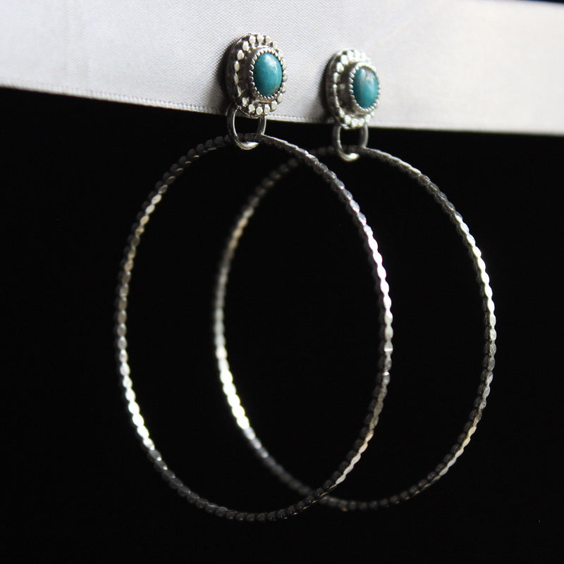 kingman turquoise stud hoop earrings