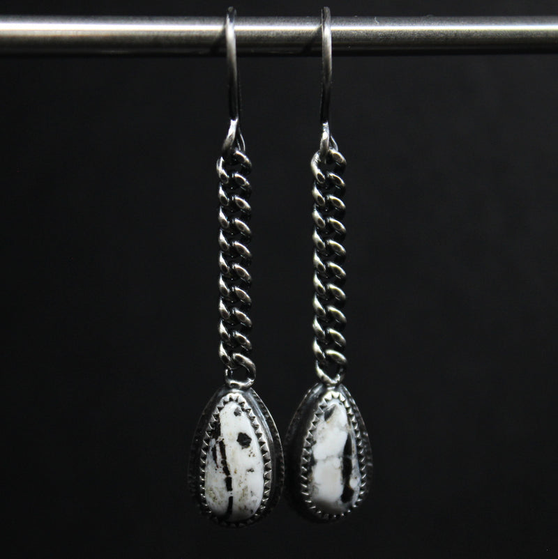 white buffalo dangle earrings