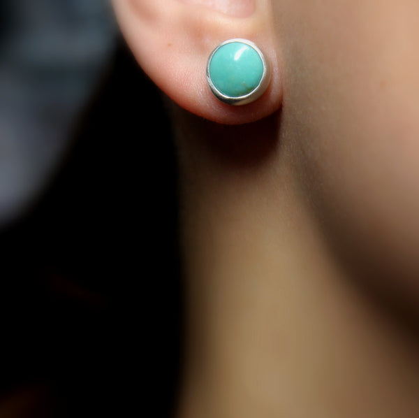green kingman turquoise stud earrings
