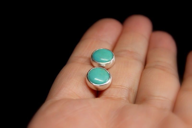 green kingman turquoise stud earrings
