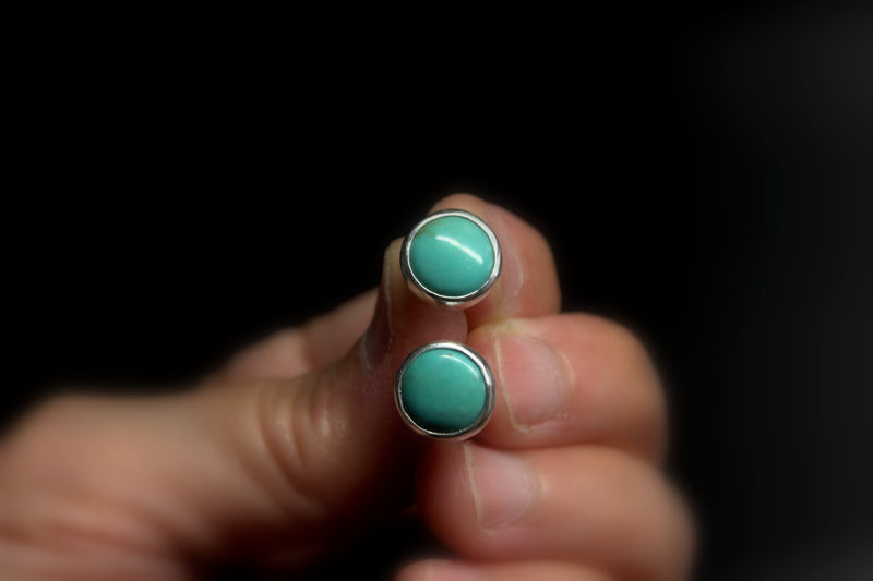green kingman turquoise stud earrings
