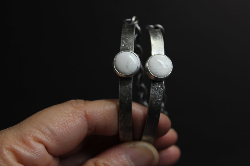 6.25" - 7.25" white buffalo turquoise half cuff bracelet