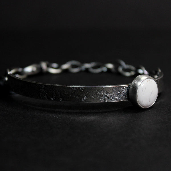6.25" - 7.25" white buffalo turquoise half cuff bracelet