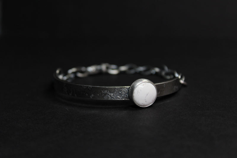 6.25" - 7.25" white buffalo turquoise half cuff bracelet