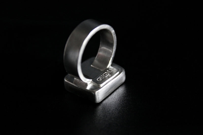 size 4.75 - 5 square rectangular white buffalo  ring - gugma jewelry