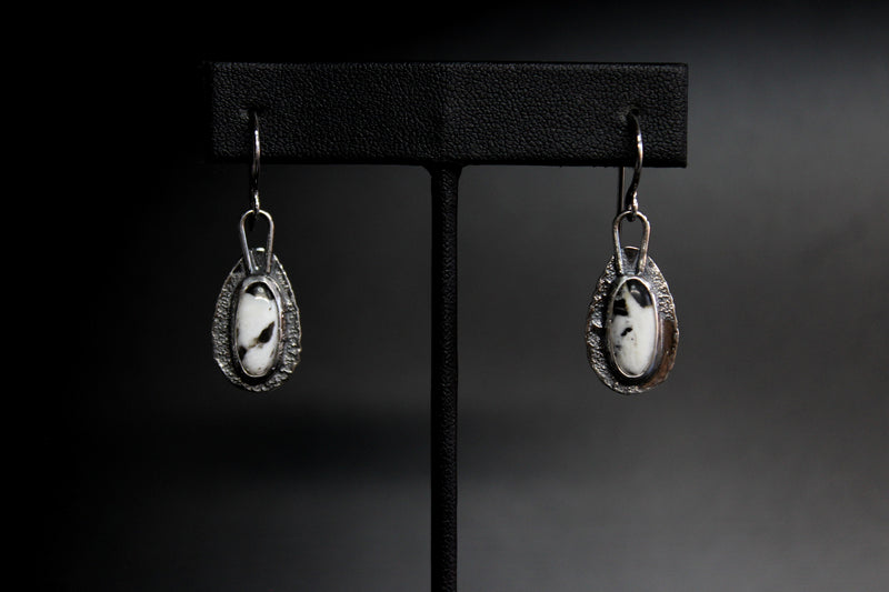white buffalo teardrop dangle earrings