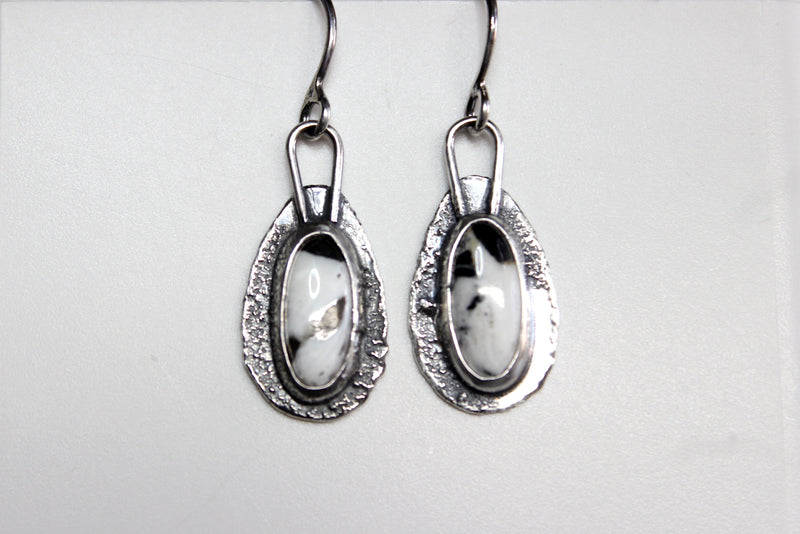 white buffalo teardrop dangle earrings