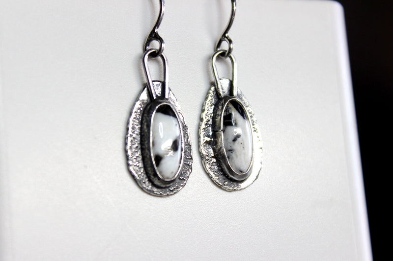 white buffalo teardrop dangle earrings