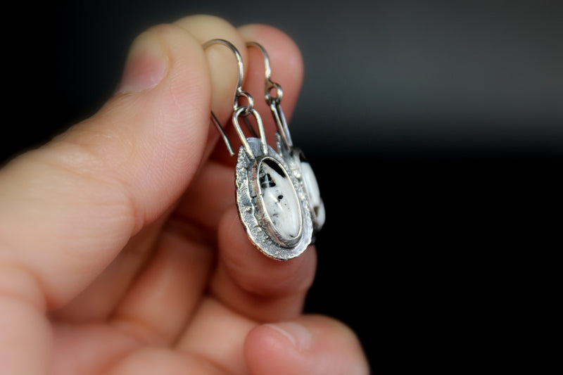 white buffalo teardrop dangle earrings