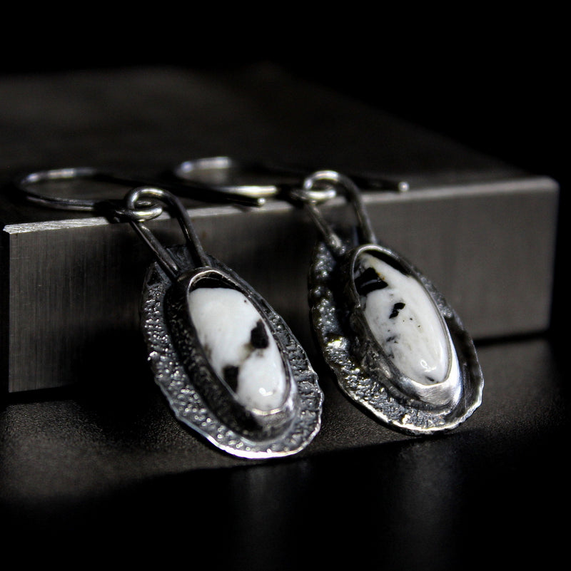 white buffalo teardrop dangle earrings