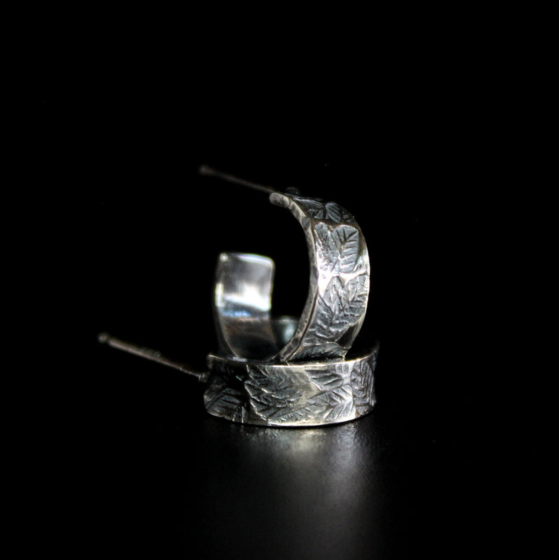 small leaf huggie hoop stud earrings