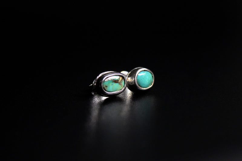 tiny green royston turquoise stud post earrings
