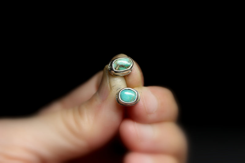 tiny green royston turquoise stud post earrings