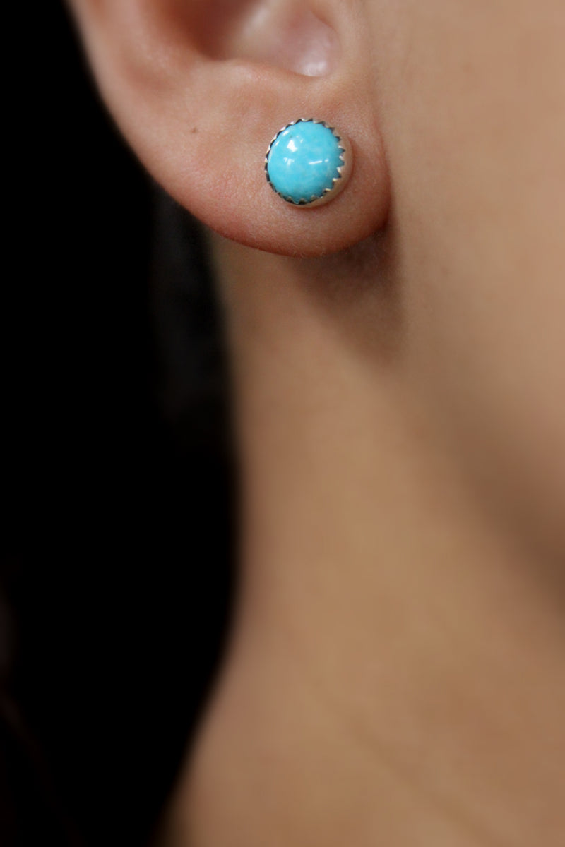 8mm kingman turquoise stud earrings
