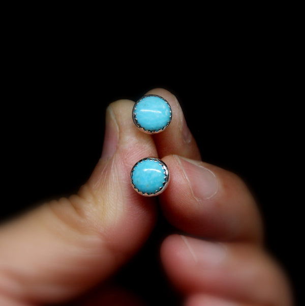 8mm kingman turquoise stud earrings