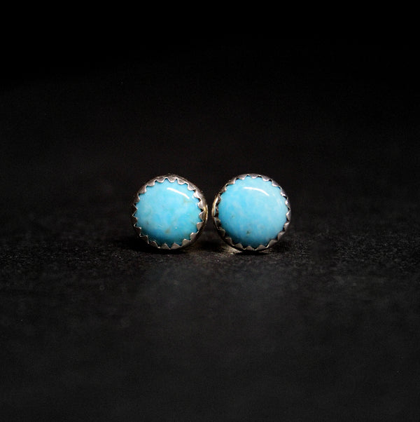 8mm kingman turquoise stud earrings