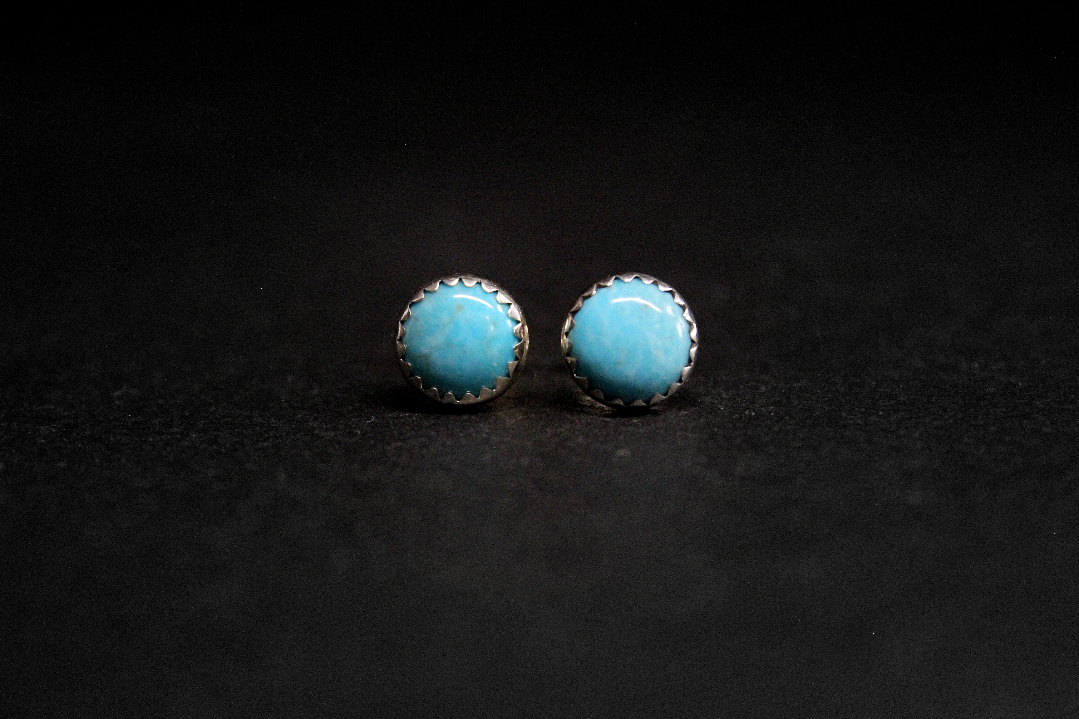 Stud earrings Kingman turquoise and sterling silver main image 1