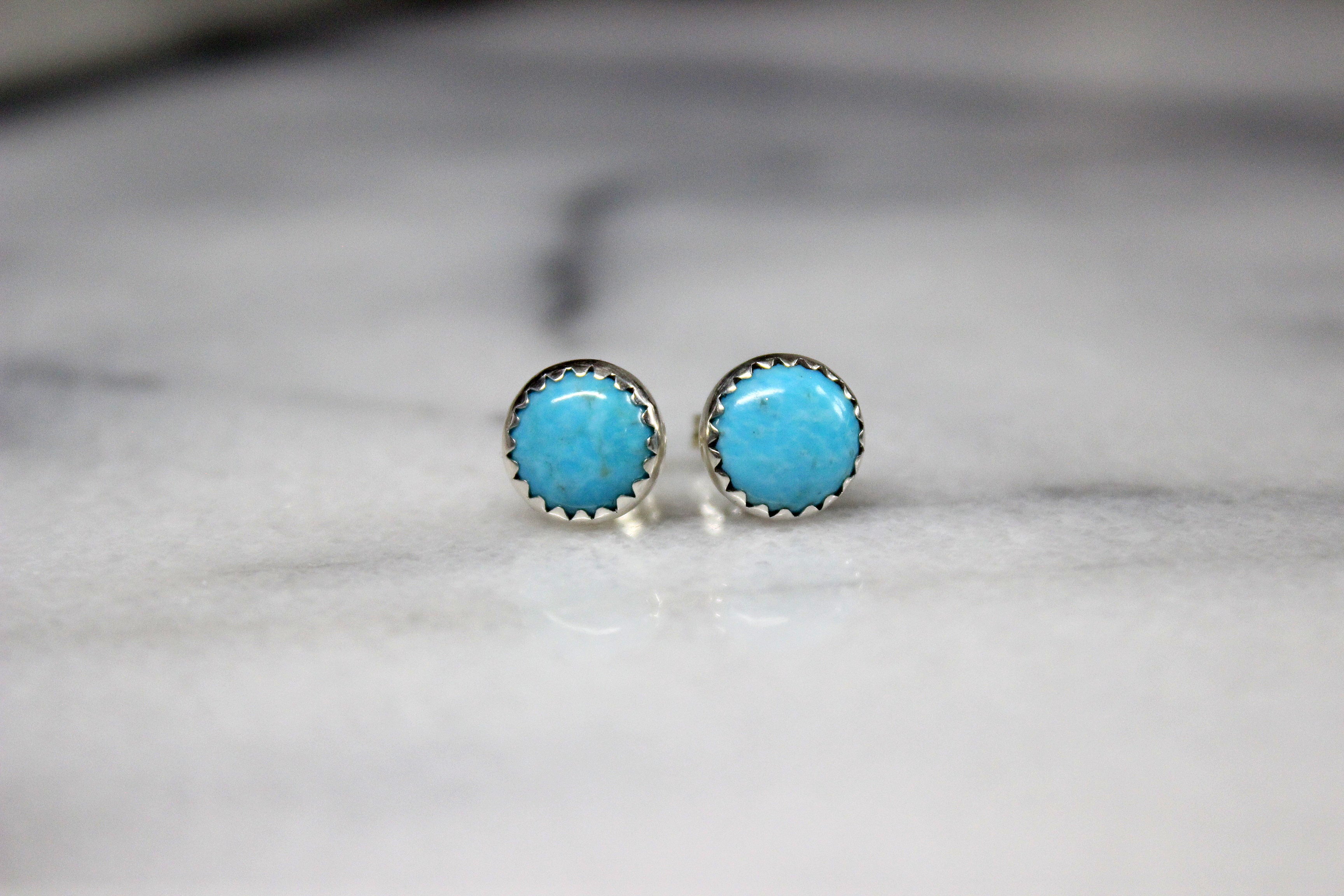 Stud earrings Kingman turquoise and sterling silver main image 0