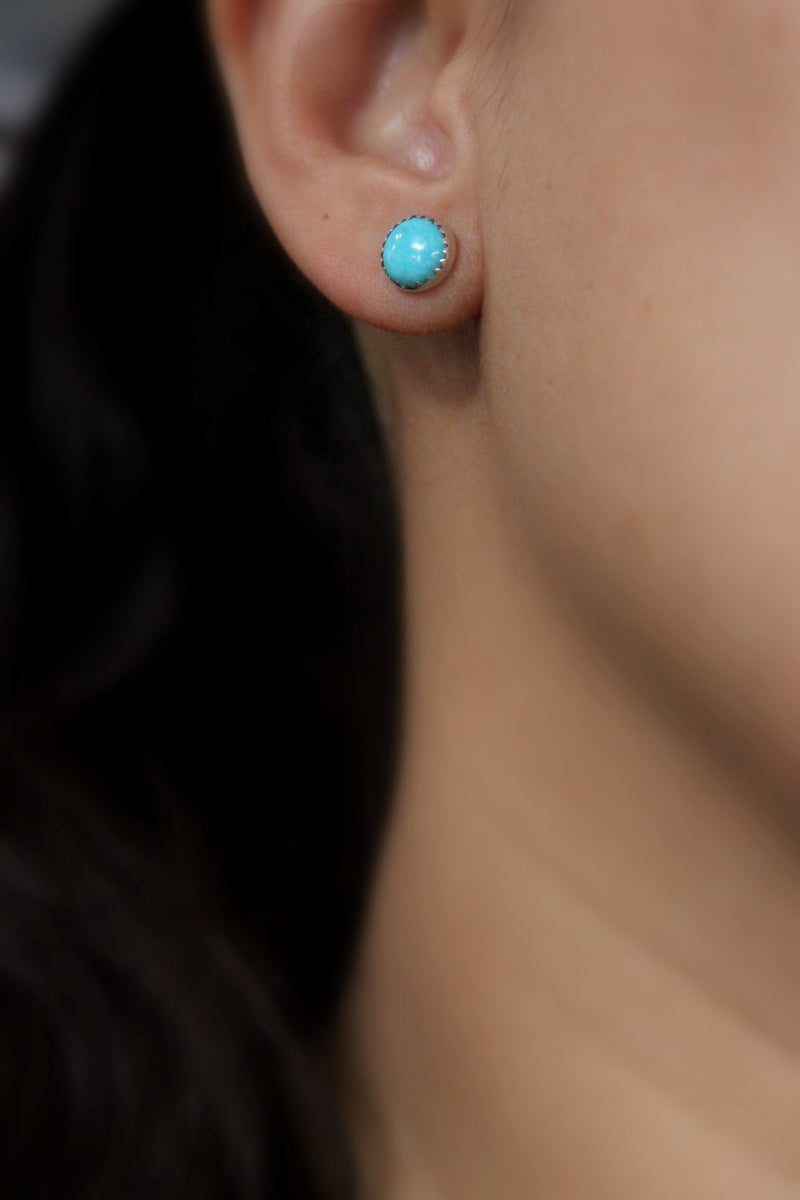 8mm kingman turquoise stud earrings